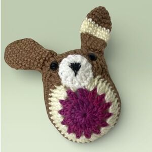 Handmade Crochet Bunny‎ Plush Toy Stuffed Animal Brown White Purple Cute